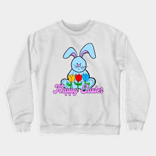 Happy Easter bunny with flowers Crewneck Sweatshirt